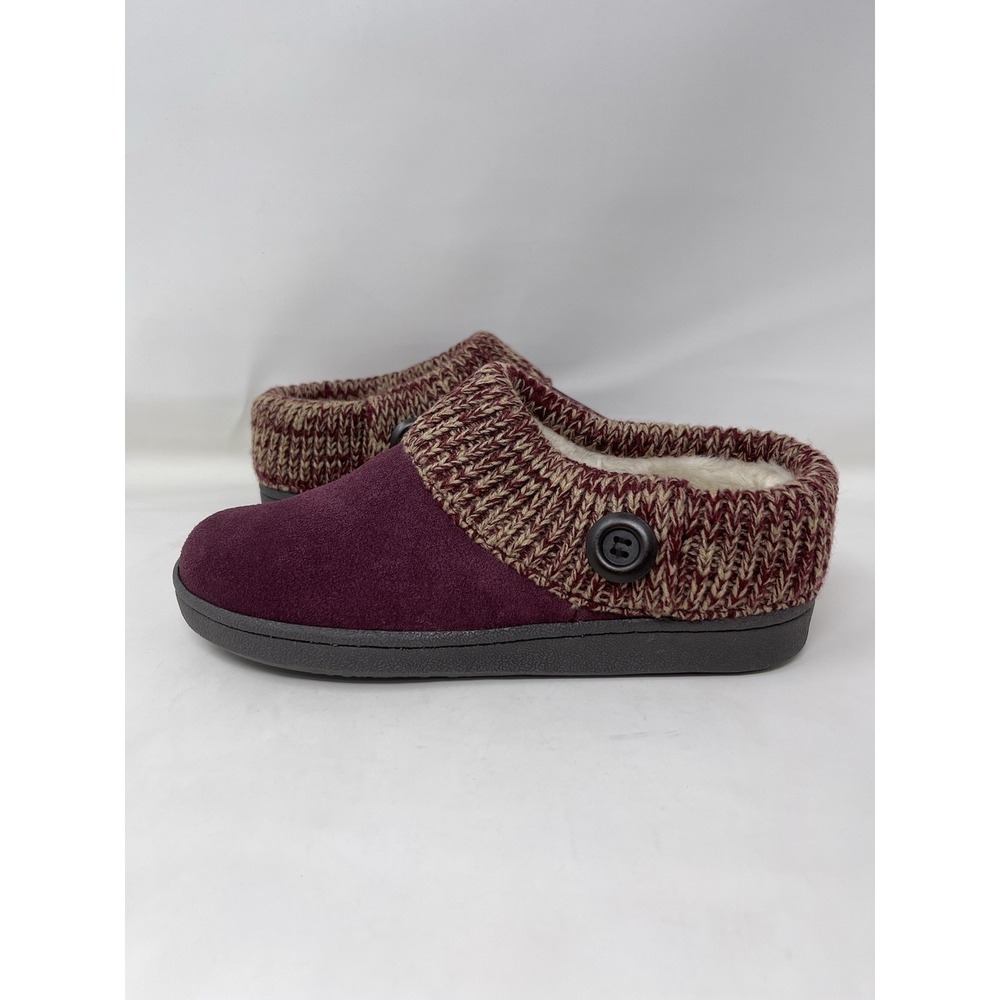 Clark's Women's Size 8 Burgundy Angelina Knitted Collar Winter Clog Slippers - Picture 4 of 9